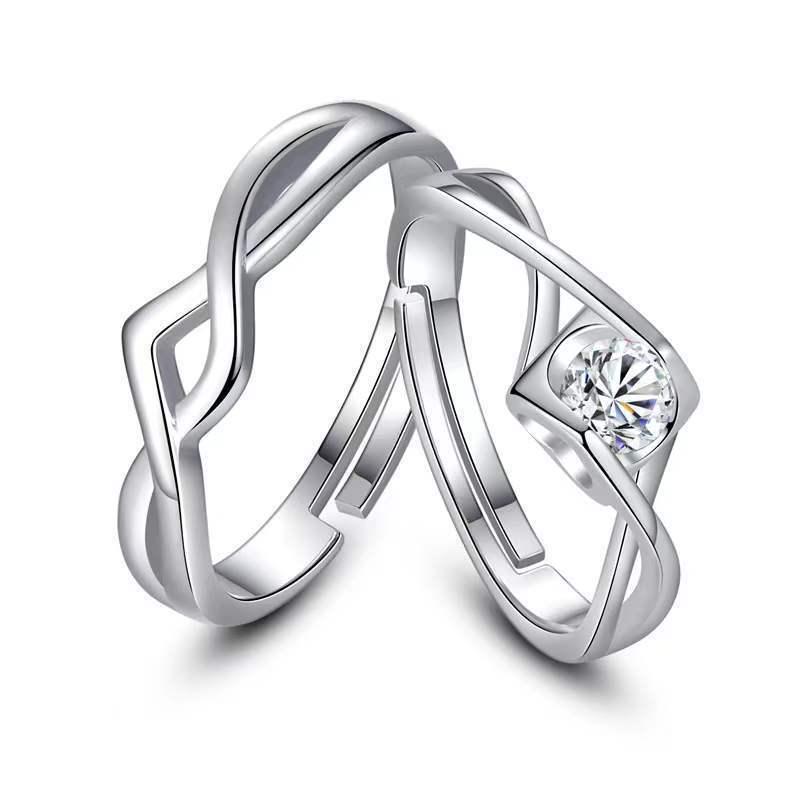 Adjustable Crown Diamond Couple Rings: Stylish Korean-Inspired Wedding Proposal Bands for Men and Women