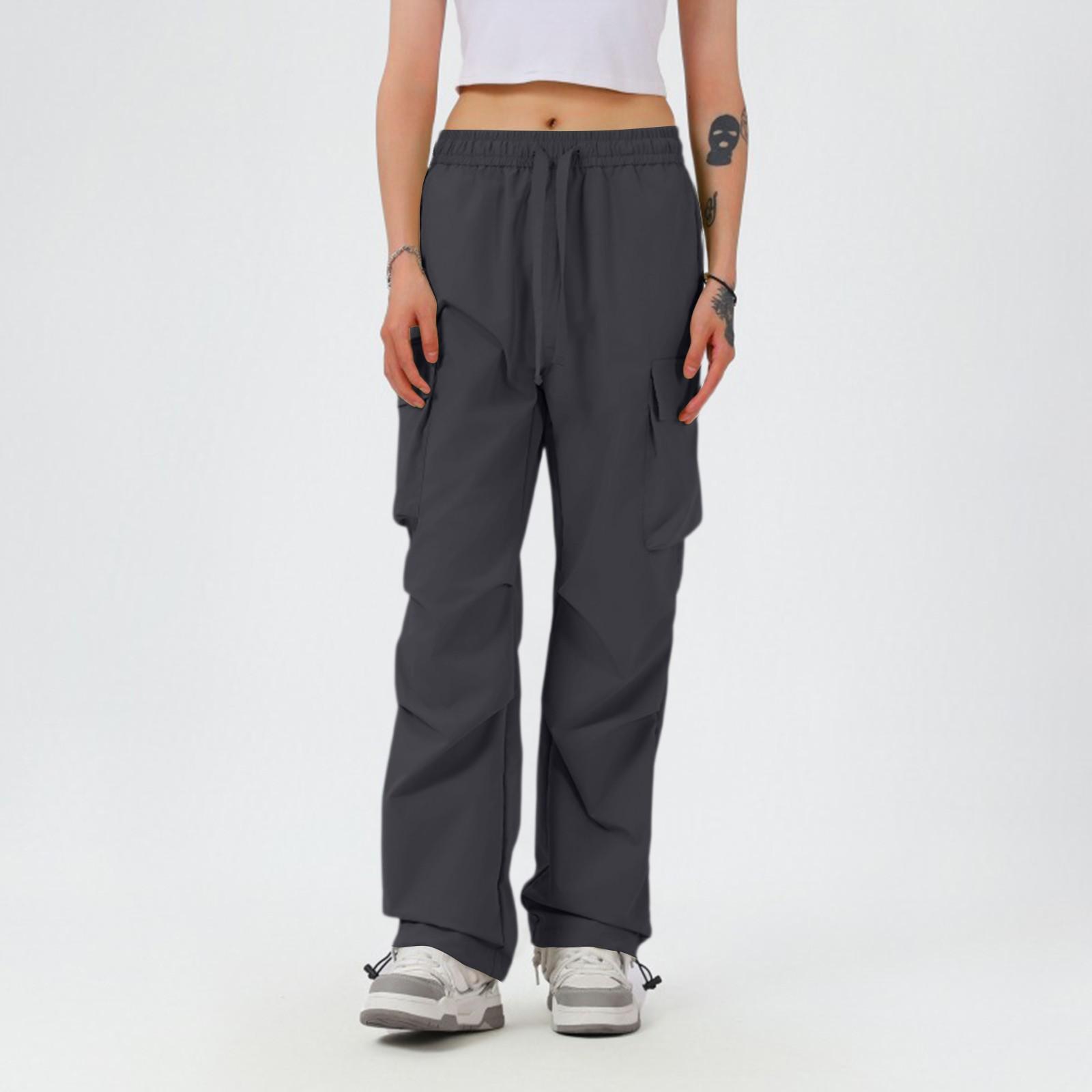 

Женские модные широкие брюки-парашюты карго, альпинистские спортивные брюки с высокой посадкой, свободные брюки S