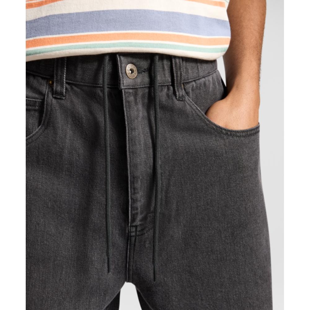 Converse Open Hem Baggy Denim Pants Washed Black 10026720 A01