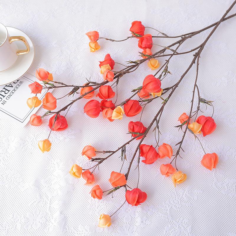 6pcs Artificial Flower Cape Gooseberry Stems Bundle Faux Orange Branches for Home Decor Vase Not Included