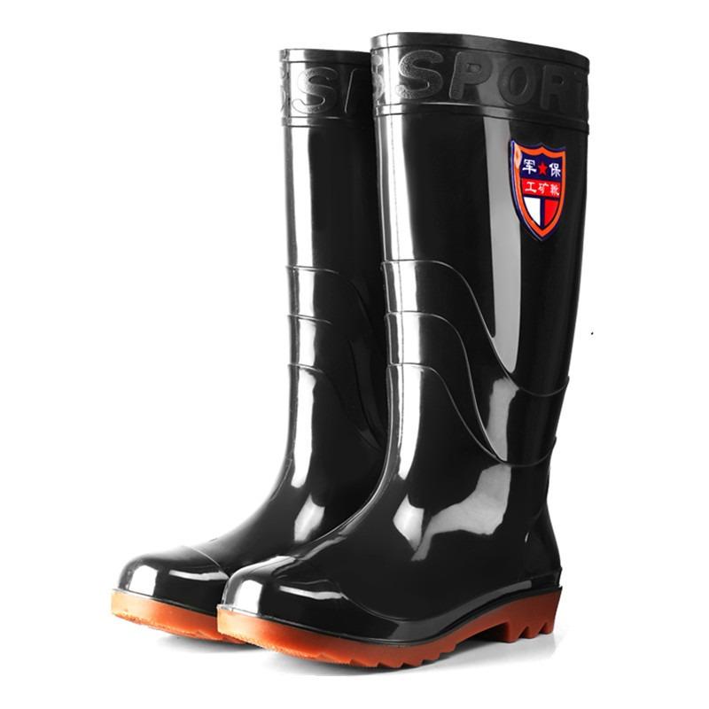 Military Security Men's Tall Rain Shoes Integrated Waterproof Men's Shoes Non-slip Soles Men's Water Shoes Labor Insurance Rubber Shoes Overshoes