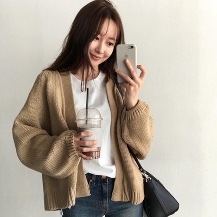 Women's Knitted Cardigan Loose Short Knit Sweater Cardigan Sweater Jacket
