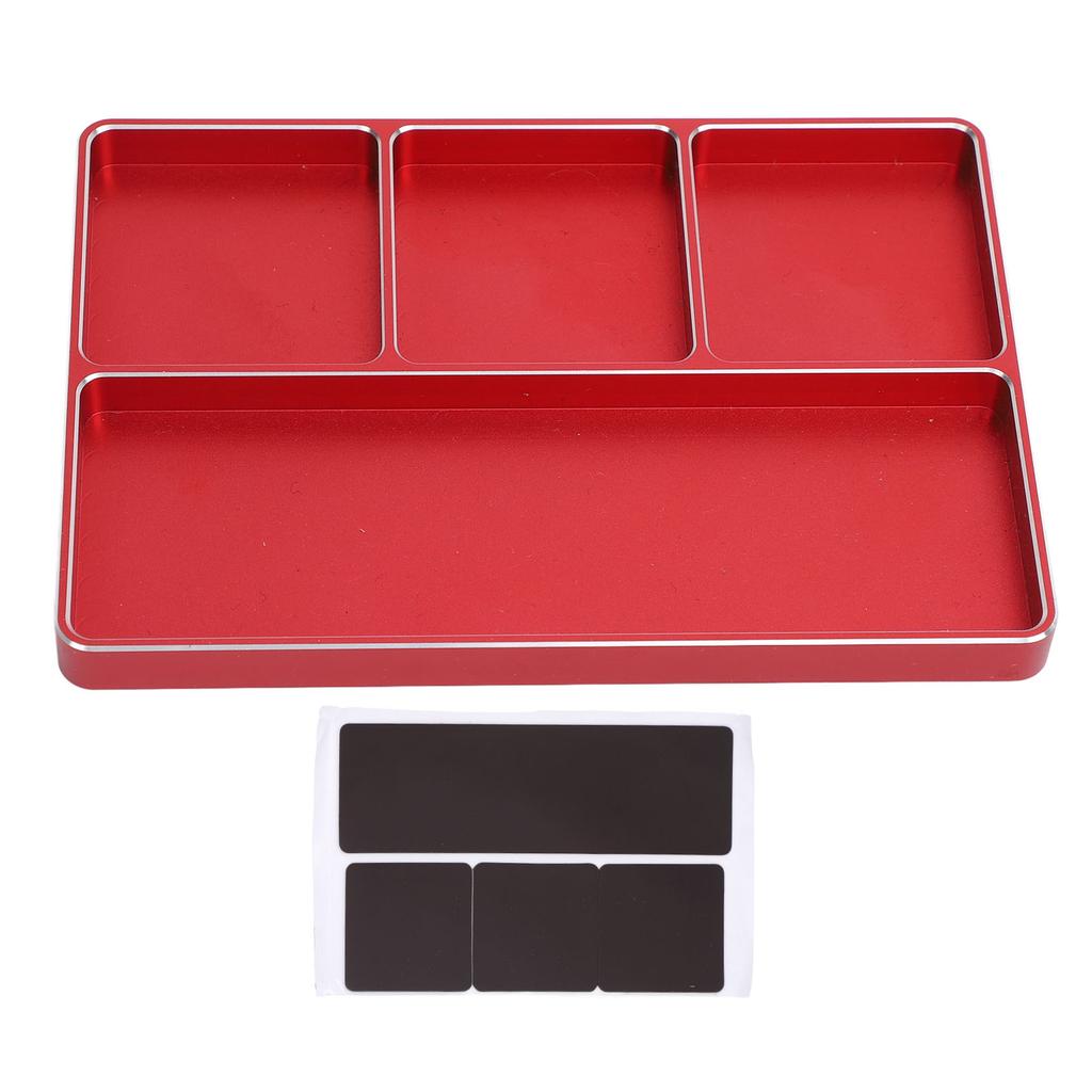 RC Repair Screw Tray 4 Grids Aluminum Alloy Screw Tray with Magnetic Pad for 1/10 1/8 RC Car RC Airp