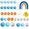 32pcs Blue Rainbow Cake Topper with Blue Orange Ball for Baby Gender Revealed Boys and Girls' Birthday Blue Theme Party Wedding