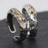 Men's Trendy Retro Wishing Stone Ring: Color Block, Imitation Thai Silver, Adjustable Open Index Finger Ring.