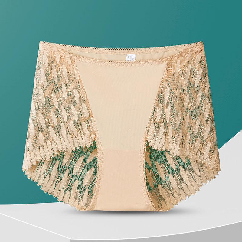 Big Size Female Summer Sexy Lace Hollow Ice Silk Fight Receive Abdomen Lift Hip High Waist Triangle Briefs