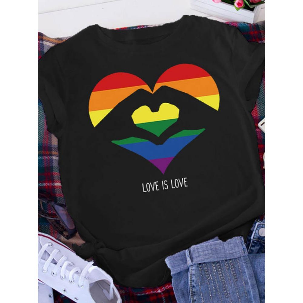 Plus Size Brave Soul L American Retro Letters Love White T-shirt Women Short Sleeve Round Neck Casual Top Summer Aesthetics Tops