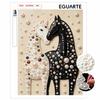 Sparkling Pearl Painting Kit with Frame Black and White Horses Bead Art Canvas Elegant Relaxing Craft Wall Decor Gift for Women and Teens