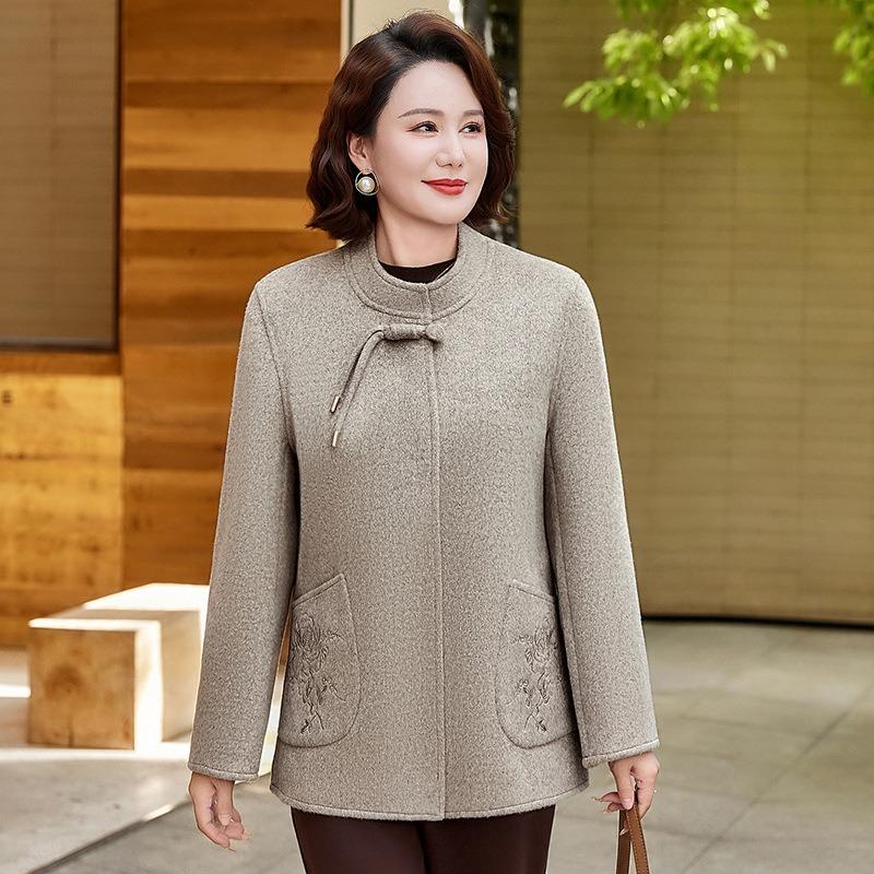 

Autumn woolen coat new women s double-sided woolen coat 5XL (145-77.5 kg recommended) хакі