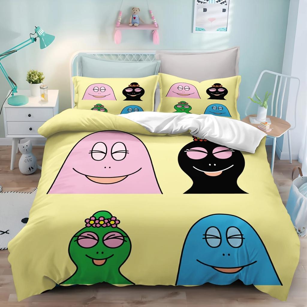 Cute Cartoon Barba-papa Pink Bedding Set,Duvet Cover Bed Set Quilt Cover Pillowcase,King Queen Twin Size Boys Girls Adults