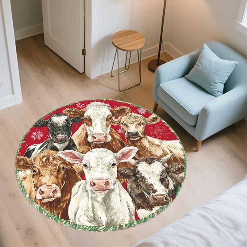 Christmas Theme Pattern Round rug,Carpet Rug for Living Room Bedroom Playroom ,Non-slip Floor Mat,Holiday Gifts and Birthday Gifts.