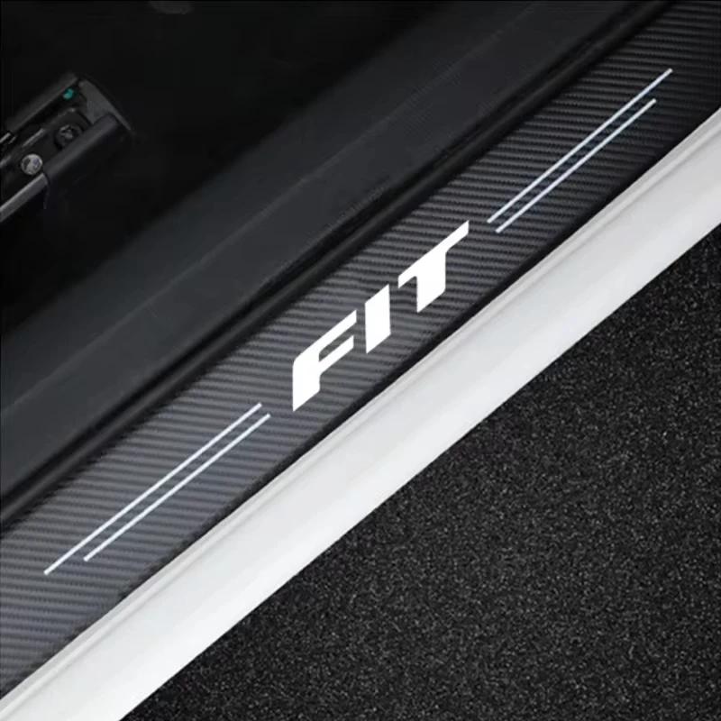 4pcs Car Sill Pedal Rear Bumper Protection Stickers for Honda FIT Logo 2021 2020 2019 2018 2017 2016 2015 2014
