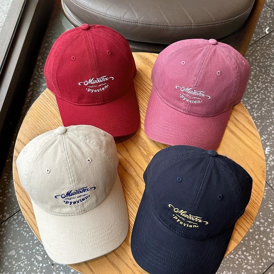 Embroidered Letter Baseball Cap for Female Birthday  Wide Brimmed  Slimming  Soft Top Hat Pure Cotton  Versatile  Baseball Cap for Male