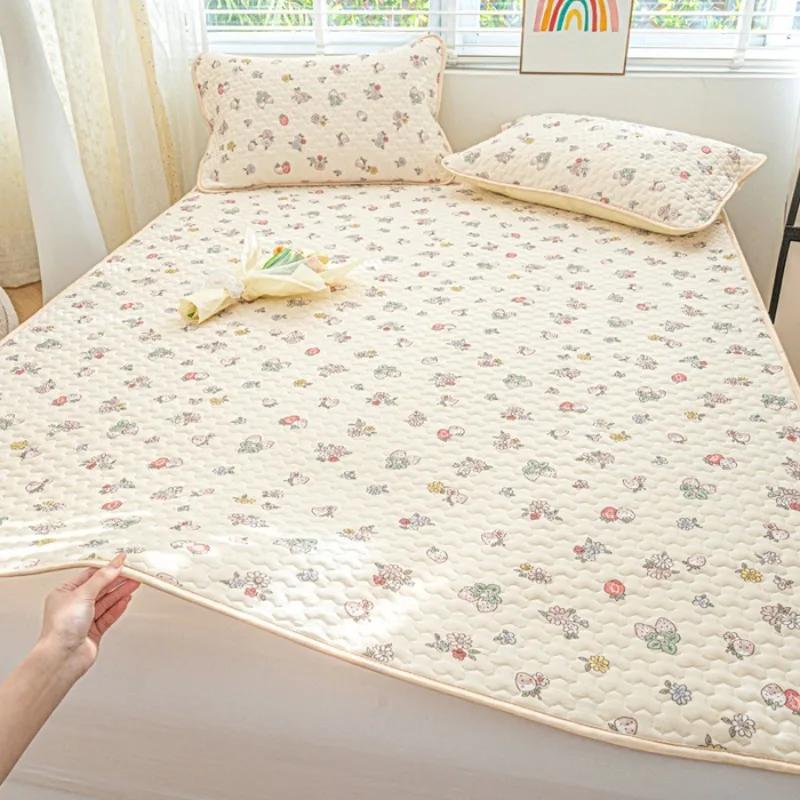 Ice silk mat cool mattress protective cover 3-piece set machine washable cool air conditioner seat
