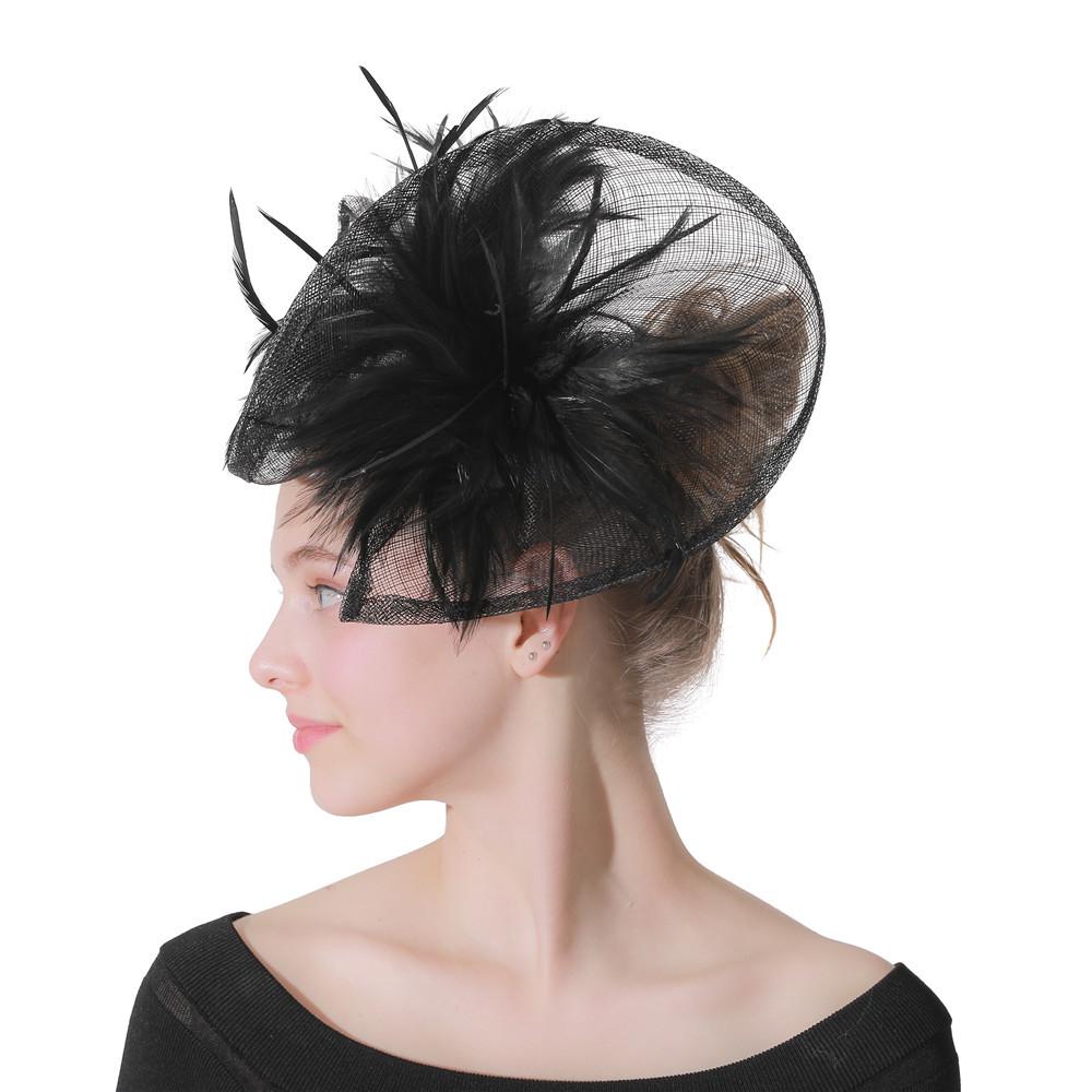 British Ladies Banquet Linen High-End Headgear Fashion Ol Ball Banquet Feather Hair Accessories Export