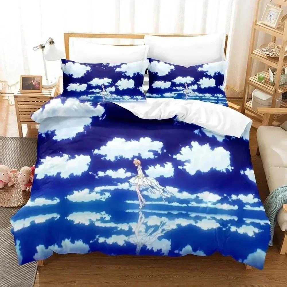 3D Print Anime Cardcaptor Sakura Bedding Set Printed Bed Set With Pillowcase Duvet Cover Soft Queen King Size Bedclothes Home