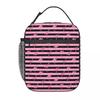 Black Striped And Cartoon Flamingo Insulated Lunch Bag for School Cooler Thermal Food Box Tote Leakproof Lunch Boxes Container