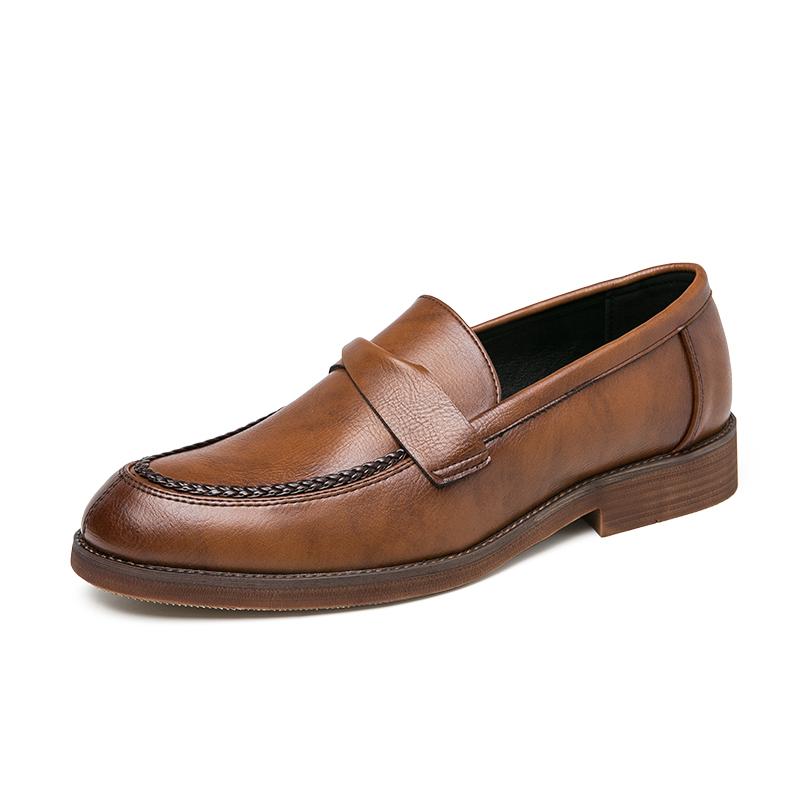 

Men Loafers with Round Toe Low Heel Comfortable Fashiable British Gentlemen Business Formal Men Shoes 46 коричневий