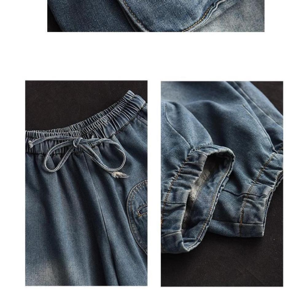 Dames Haren Jeans Løse Lantern Bukser Nye Elastiske Reddik Hverdagsbukser