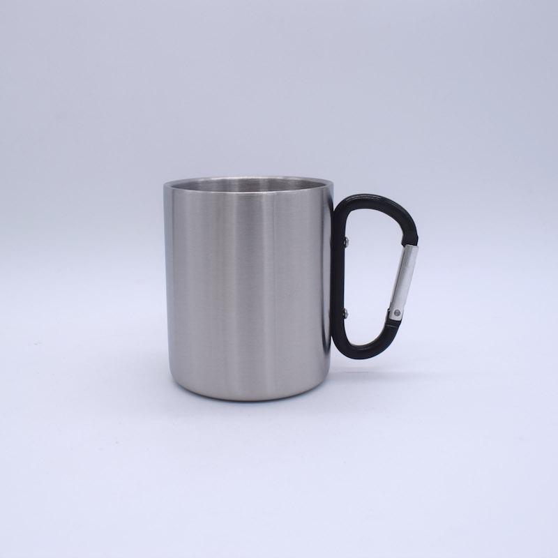 Camping Stainless Steel Carabiner Coffee Cup - Portable, Double-Layer, Available In Large and Small Sizes for Outdoor Sports