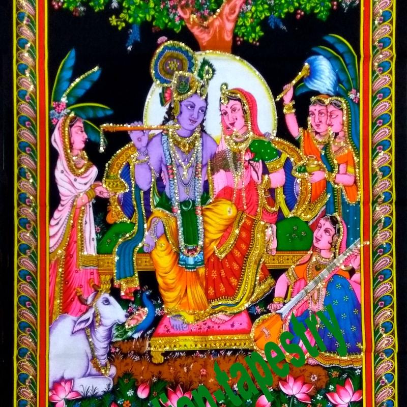Radha Krishna tapestry bohemian Indian 75x100