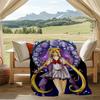 Moon Princess Print Flannel Blanket, Soft Warm Lightweight Throw Blanket for living Room,Sofa Bed Camping office