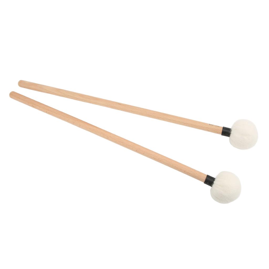 2Pcs Drum Mallet Felt Head Wooden Handle Non Slip Instrument Accessory Set Kit for PlayingBlack