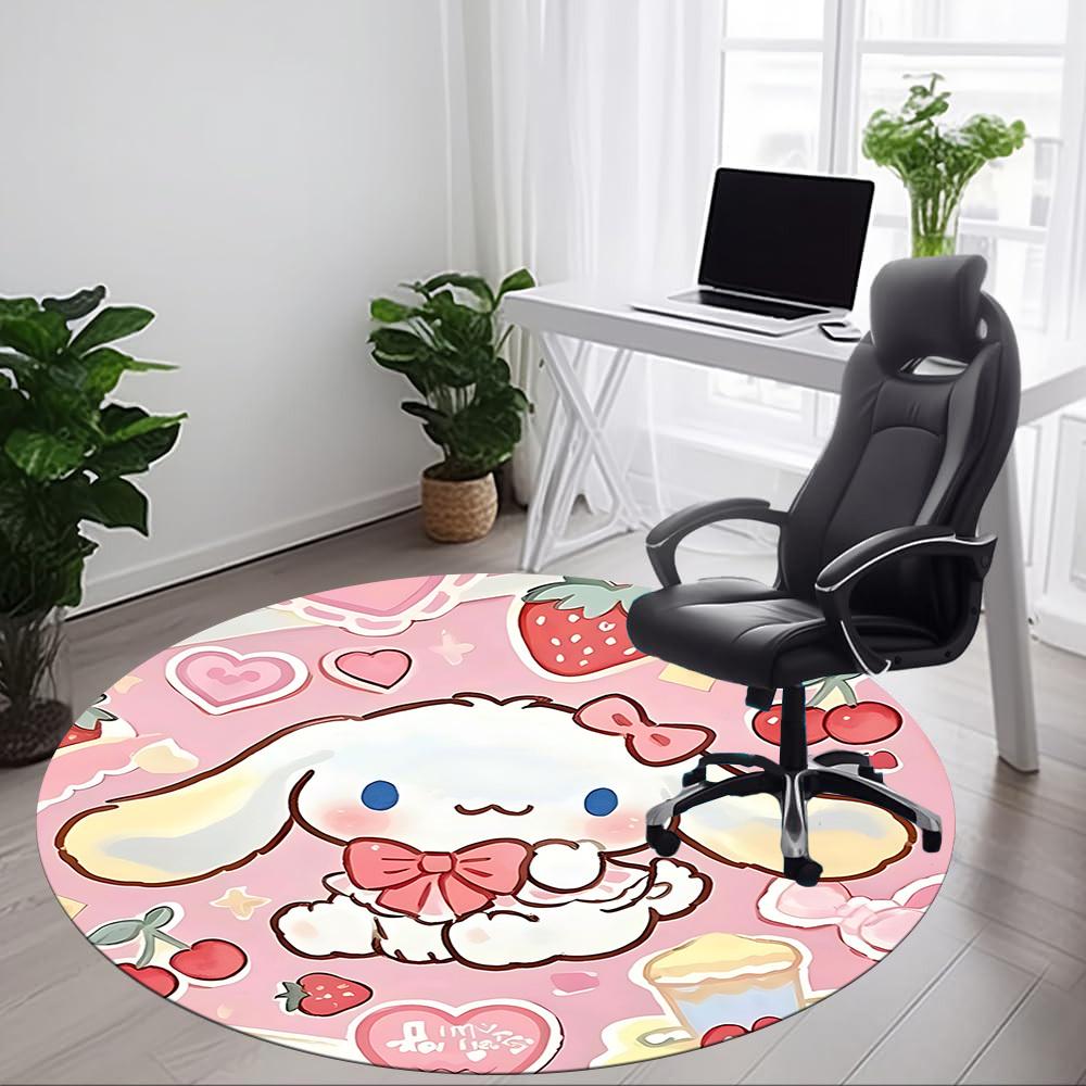 1pc Cinnamoroll Chair Carpet for Office Non-Slip, Soft & Comfortable, Carpet for Office, Gaming, Lightweight Round Floor Mat Yy251021027