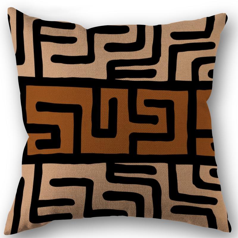 New Pillow Case 45X45Cm Bohemian Color Geometric Pattern Pillow Cover Ethnic Style Retro Pillow Cover Cushion Linen Fabric Decor