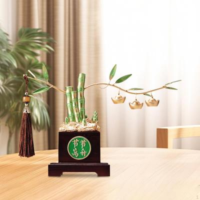 Bamboo Statue Ornament Desktop Resin Collection Sculpture Feng Shui Figurine for