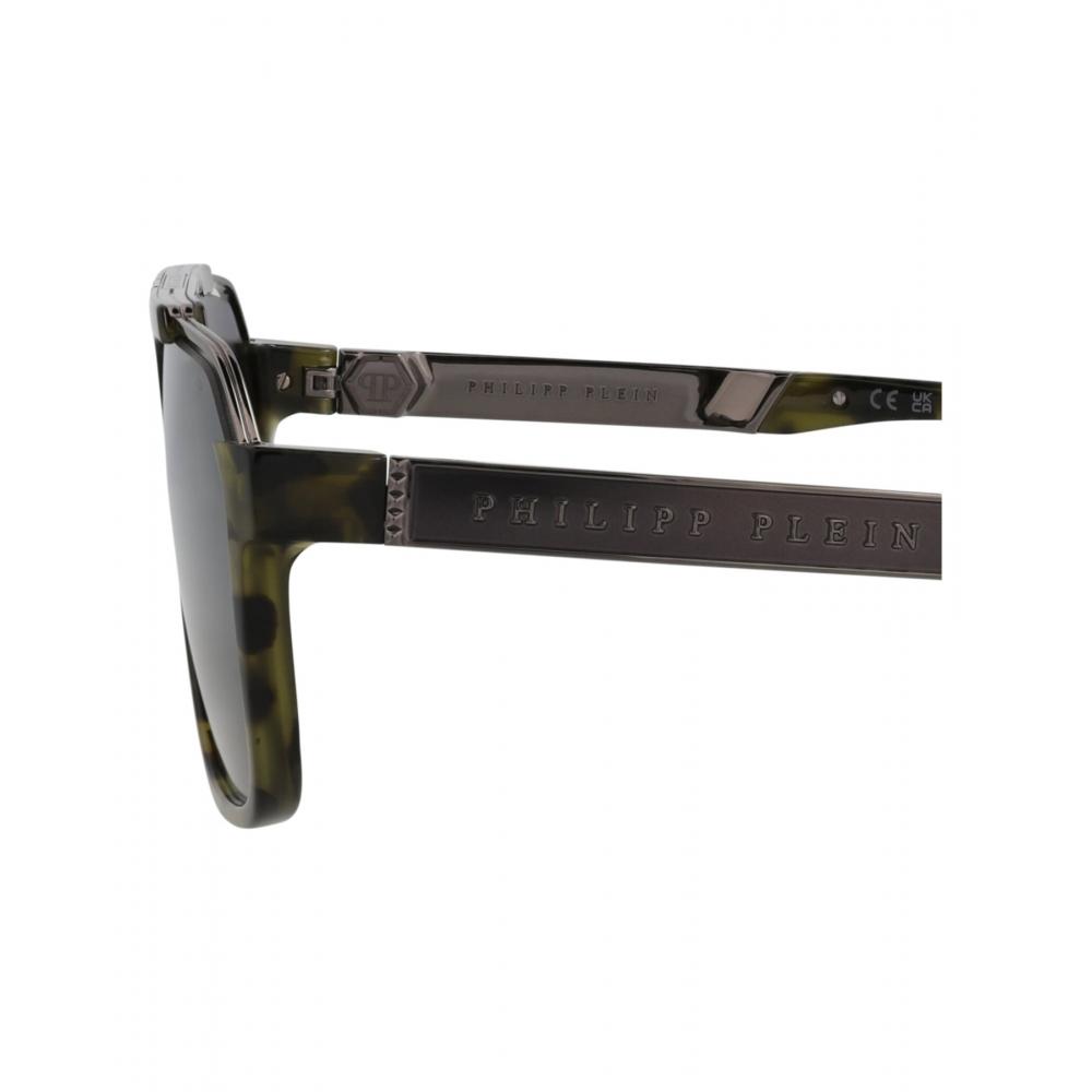 Philipp Plein Aviator Frame Acetate Sunglasses Green Avana Green Avana Smoke