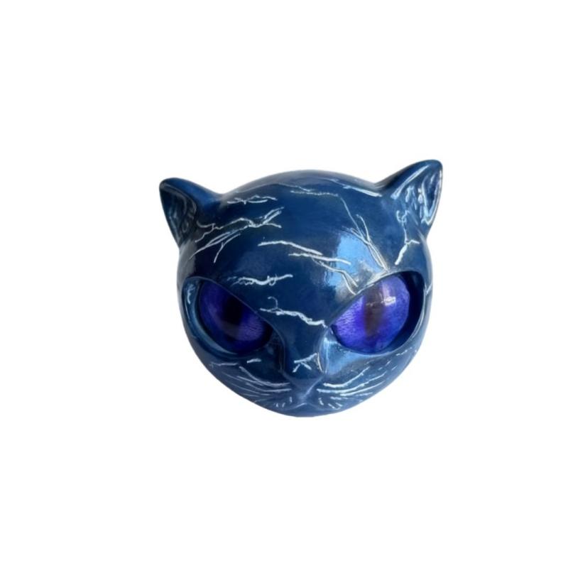 

1Pcs Blue Luxurious Black Cat Stone Resin Sculpture Perfect Gift for Cat Lovers Birthday Present - Elegant Volcanic Rock Effect Statue wit