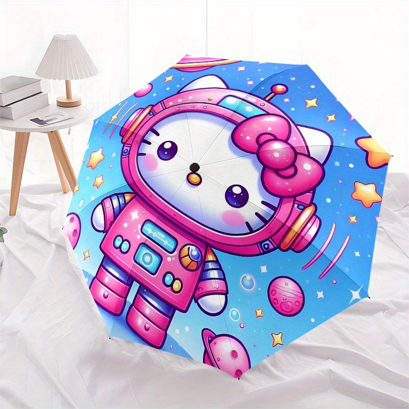 1pc Hello Kitty Astronaut Space Adventure Umbrella with Plastic Handle,Suitable for All Seasons Home Travel Outdoor UmbrellaSanlio047