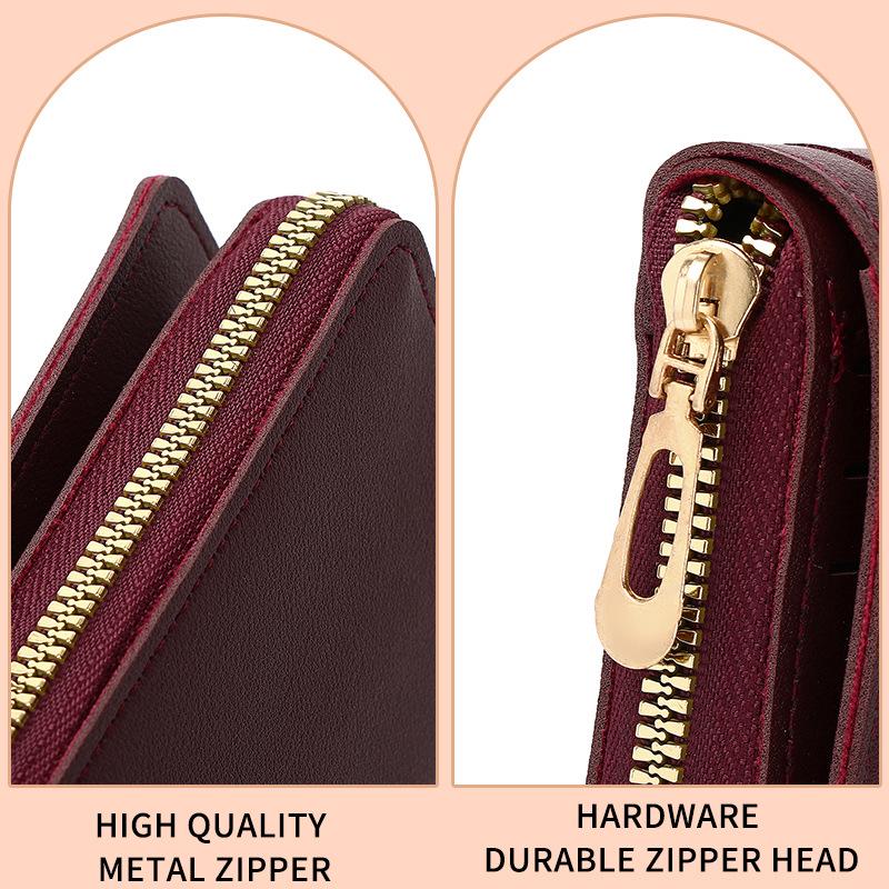 Women's Long Fashion Wallet - Large Capacity Zipper Purse for Coins and Mobile Phone