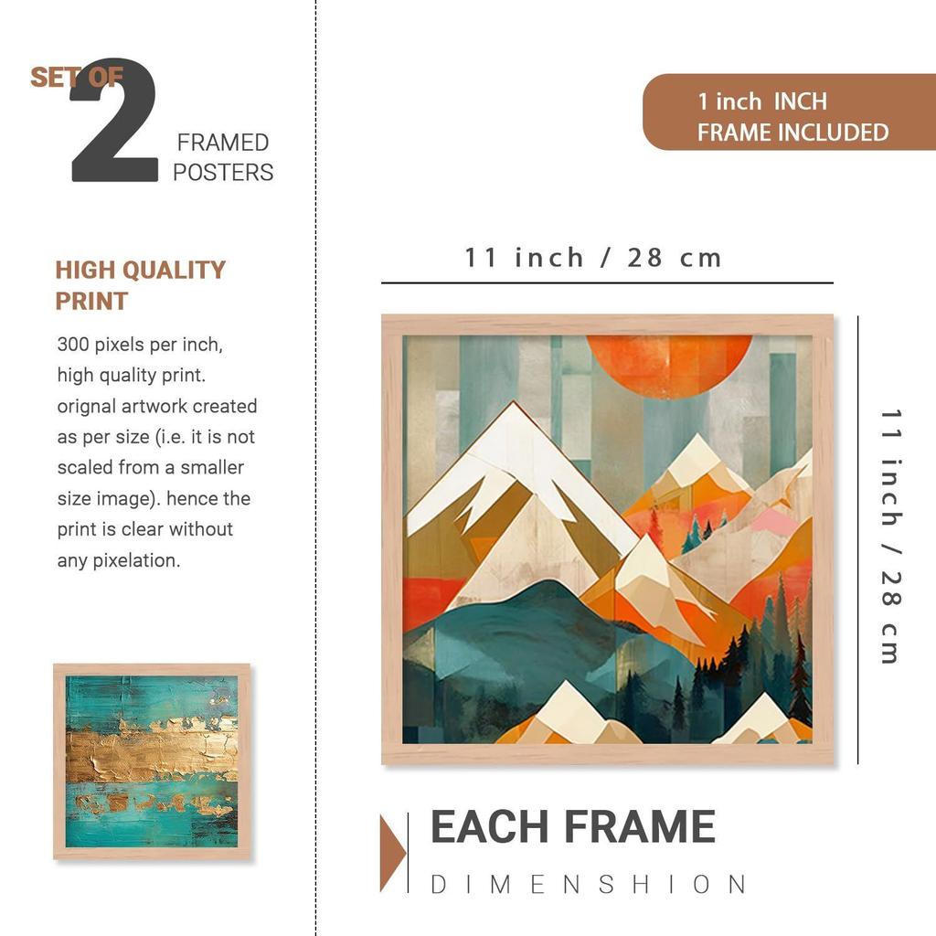 Abstract Modern Art Wall Painting with Frame for Living Room Bedroom Hall Office Framed Painting for Wall Decoration - Wall Decor for Home Set of 4