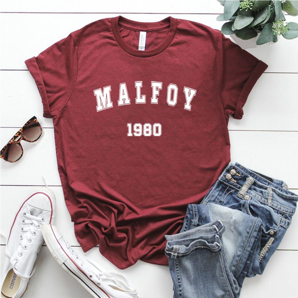 Malfoy1980 Tshirt Magic Movie Inspired Wizard World Shirt Vintage Magic Wizard School Tees Women Draco Malfoy Shirts