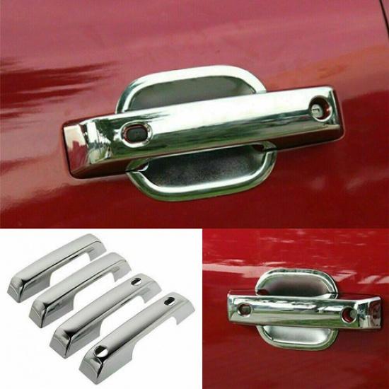 4pcs/Set Chrome Exterior Door Handle Panel Shell Cover Trim For + Ford F150