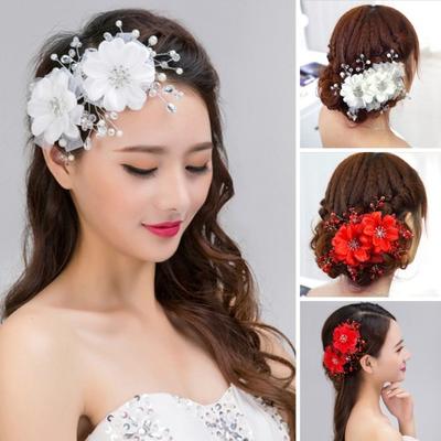 Bridal Headpiece Faux Pearl Fake Flower Rhinestone Decor Exquisite Luxury Anti-slip Lightweight Photo Prop Prom Party Wedding Hair Styling Tool