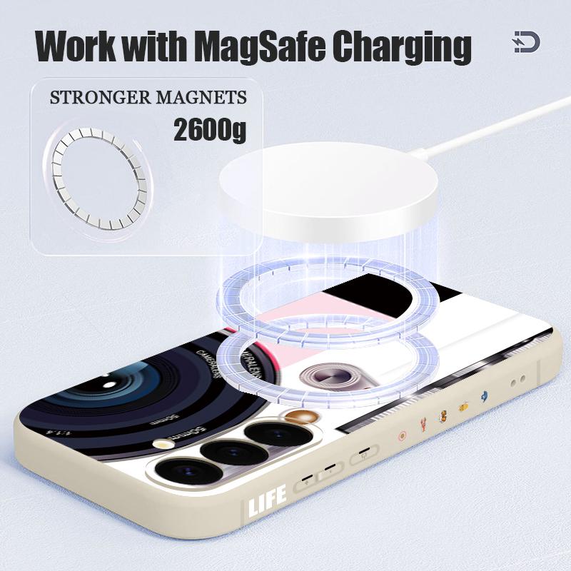 Creative Pattern Phone Case For Samsung Galaxy S26 Ultra S25 FE S24 S23 S22 Plus S21 FE Built-in Metal Plate Magnetic Silicone Cover