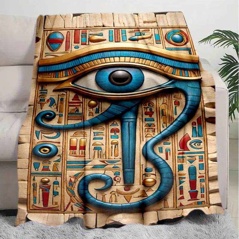1PC Egyptian theme printed blanket, all season lightweight home office outdoor nap multifunctional blanket A2