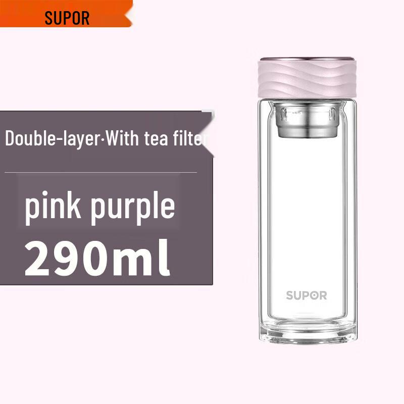 SUPOR Q SERIES Double-Wall Heat-Resistant Glass Cup with Tea Infuser