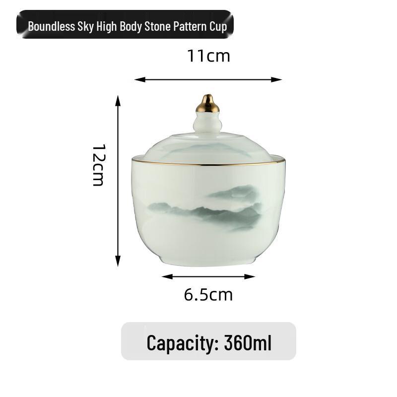 Gold Rim Stone Pattern Bone China Stew Cup