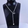 Elegant Alloy Bow and Pearl Tassel Necklace for Women