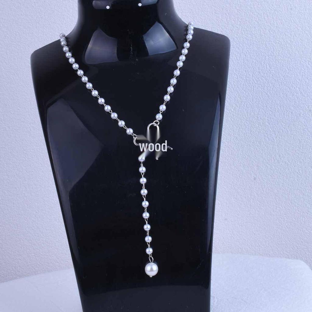 Elegant Alloy Bow and Pearl Tassel Necklace for Women