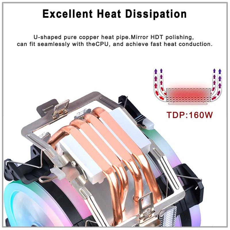 IWONGOU X99 Processor Cooler Am4 4 Heatpipes Radiator IWONGOU 4Pin PWM Cooling CPU 90mm RGB Fan for Intel Lga 2011/1366/1700/AMD
