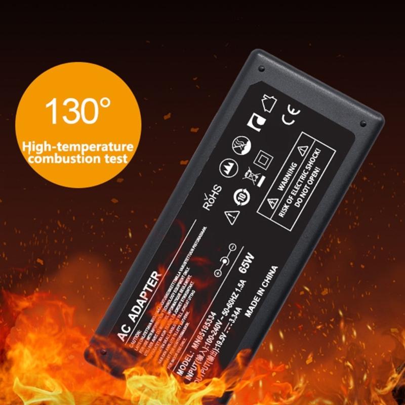 Fast Charging 65W Adapter For Systems 19.5V 3.34A Output with Overloads Protections 4.5x3.0mm Connectors