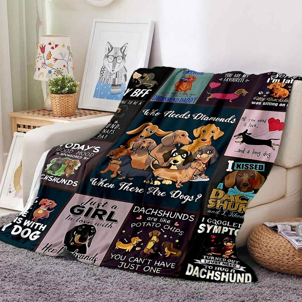 1pc Dachshund, Dog Lover Blanket, Lightweight Flannel Throw For Sofa, Bed, Travel, Camping, Livingroom, Office, Couch, Chair