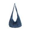 Retro Denim Messenger Bag Niche Checkerboard Fashion Dumpling Bag Casual Shoulder Bag Burr Cloth Bag