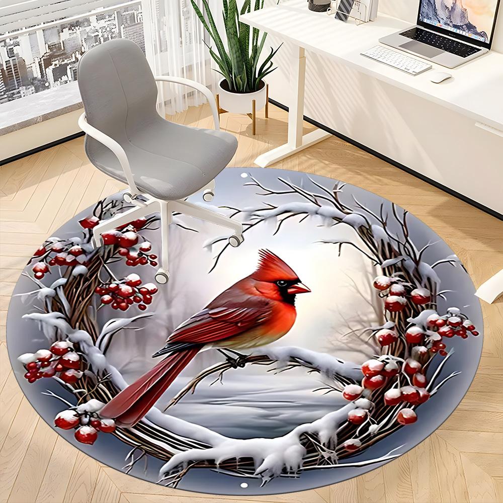 1pc Winter Wreath Chair Carpet for Office, Round Non Slip Durable Large Size Office Carpet, Suitable for Office