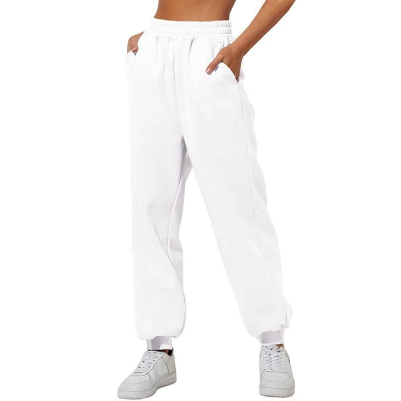 Women Loose Casual Sweatpants High Waist Solid Color Jogging Pants